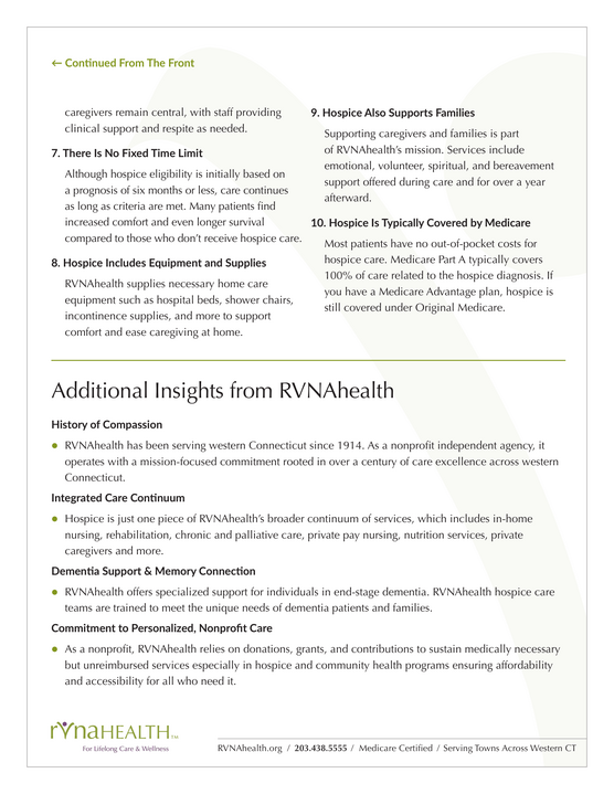 RVNAhealth Understanding Hospice Care Fact Flyer Back RVNAhealth Understanding Hospice Care Fact Flyer Back
