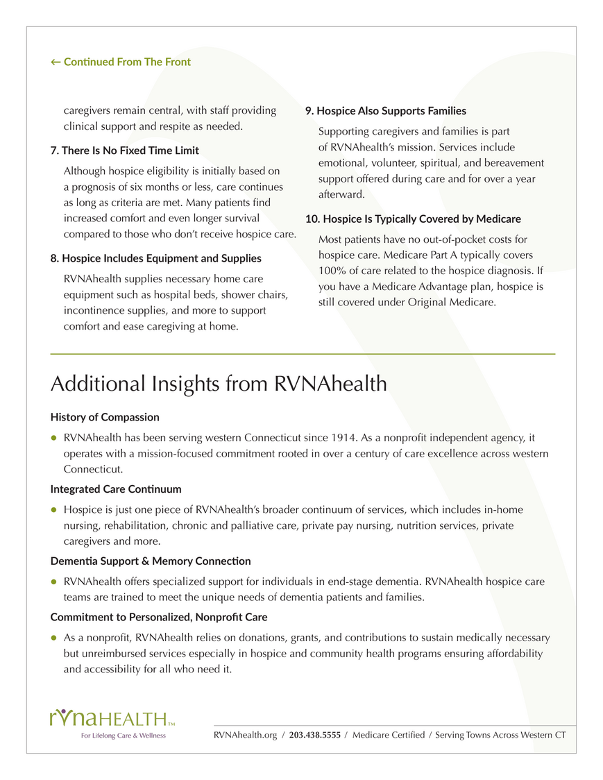 RVNAhealth Understanding Hospice Care Fact Flyer Back RVNAhealth Understanding Hospice Care Fact Flyer Back
